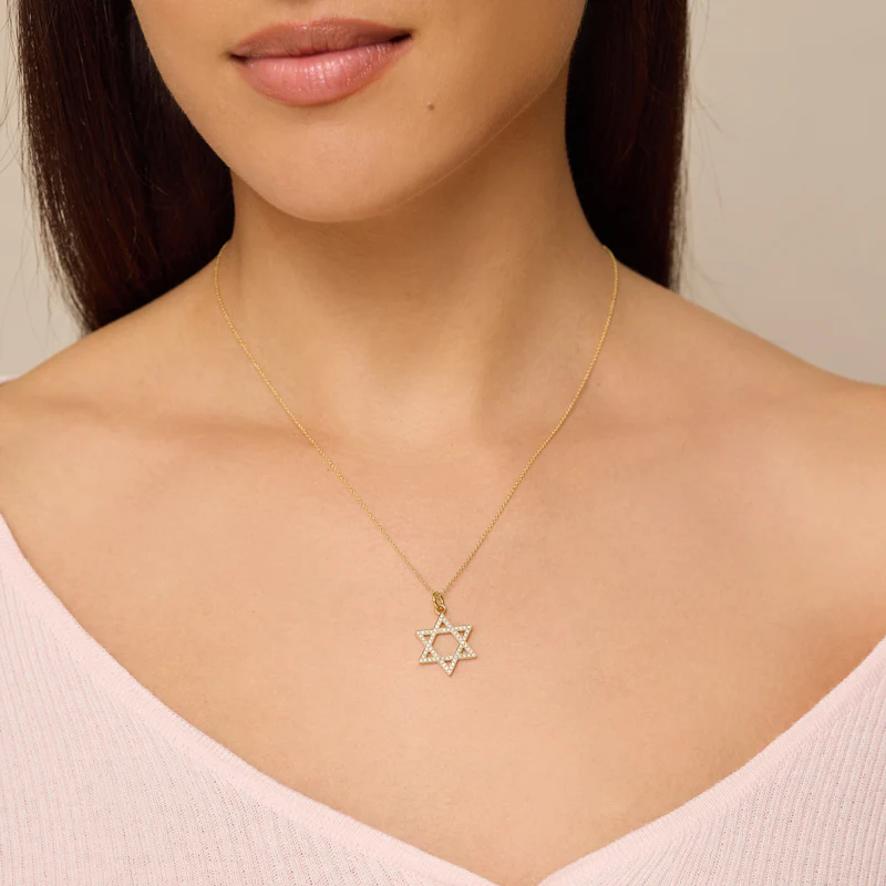 Large Diamond Star of David Pendant Necklace - Image 3