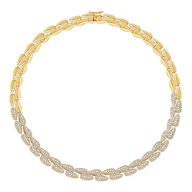 Large Double Dome Tennis Necklace with 1/3 Diamond Pave - Image 2