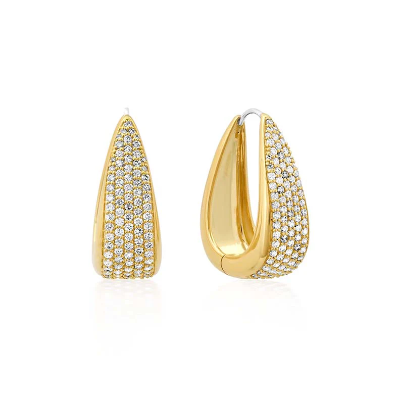 Luxe Elongated Diamond Teardrop Huggies - Image 2