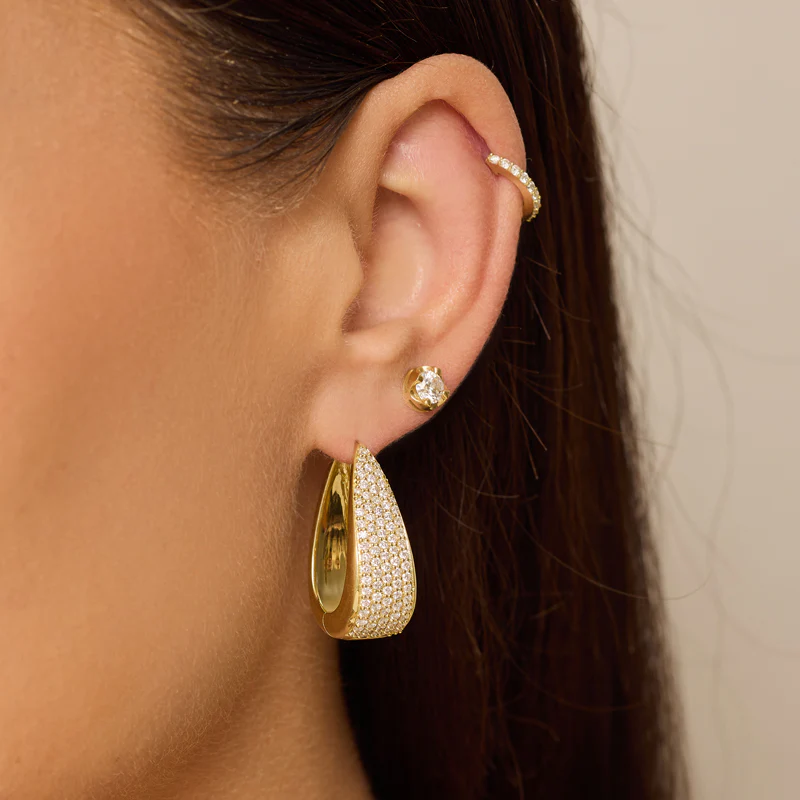Luxe Elongated Diamond Teardrop Huggies - Image 5