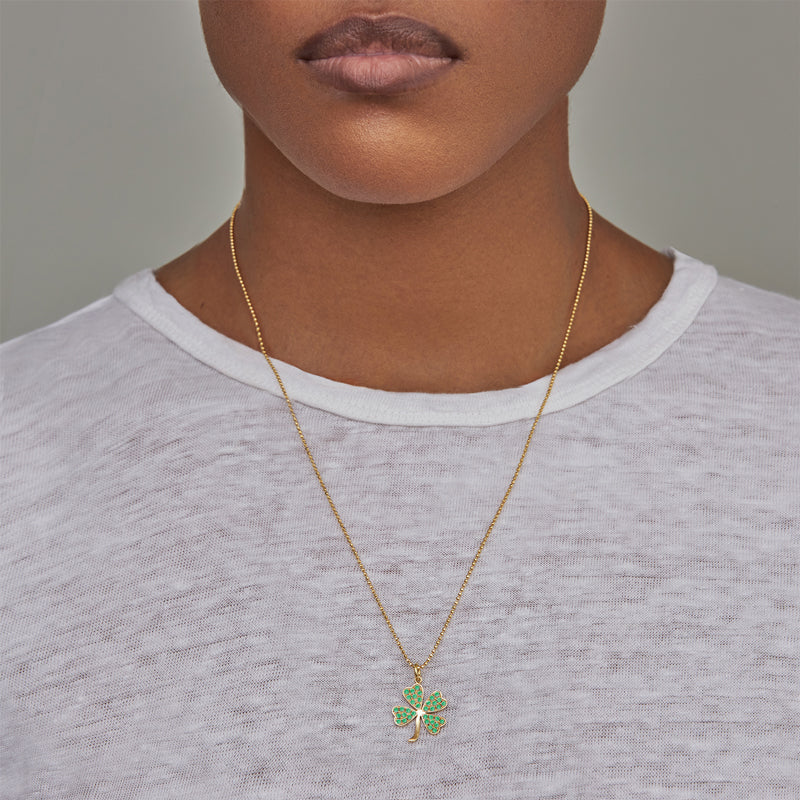Large Emerald Clover Necklace - Image 3