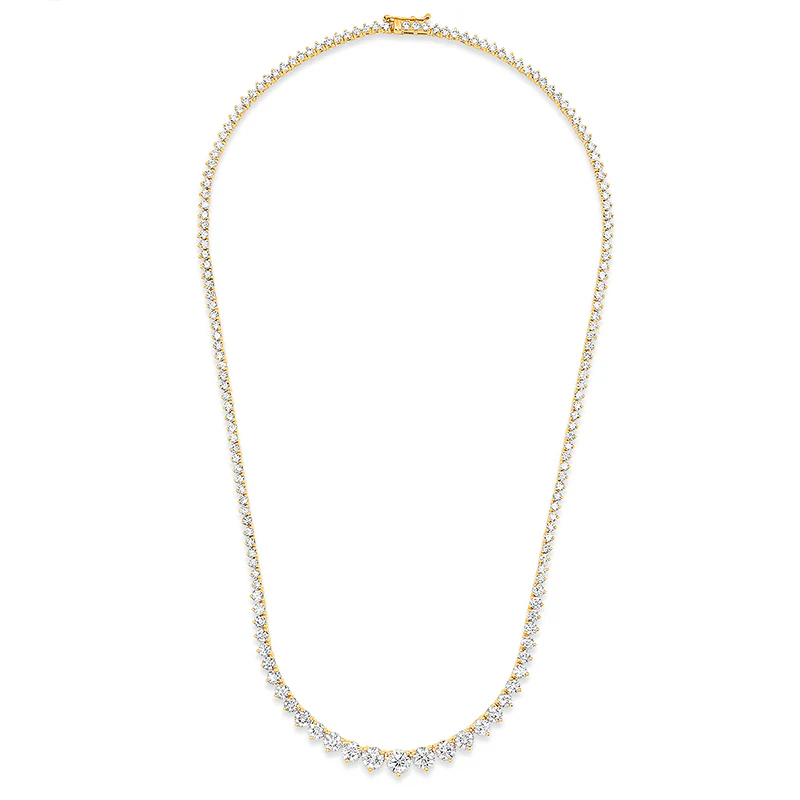 Luxe Graduated 3-Prong Diamond Tennis Necklace - Image 2