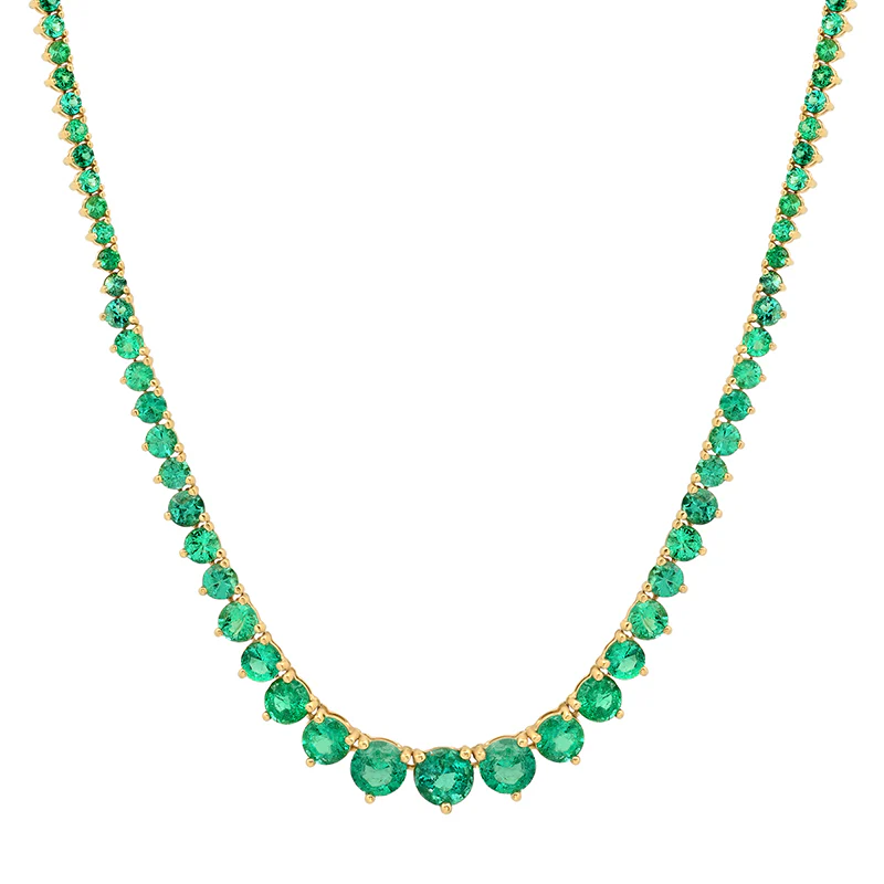 Luxe Graduated 3-Prong Emerald Tennis Necklace