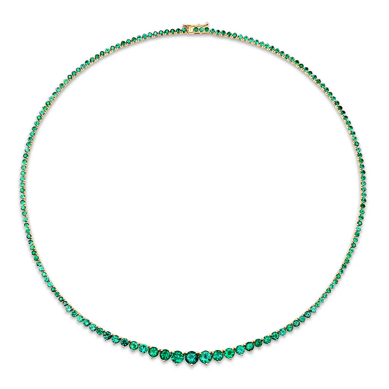 Luxe Graduated 3-Prong Emerald Tennis Necklace - Image 2