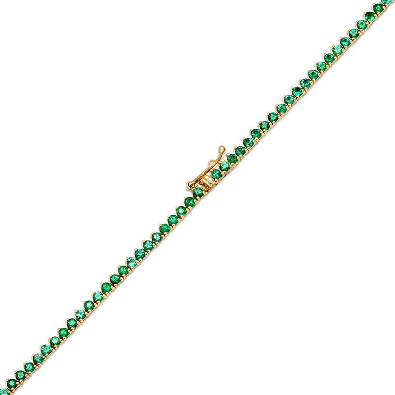 Luxe Graduated 3-Prong Emerald Tennis Necklace - Image 3