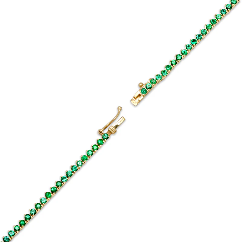 Luxe Graduated 3-Prong Emerald Tennis Necklace - Image 4