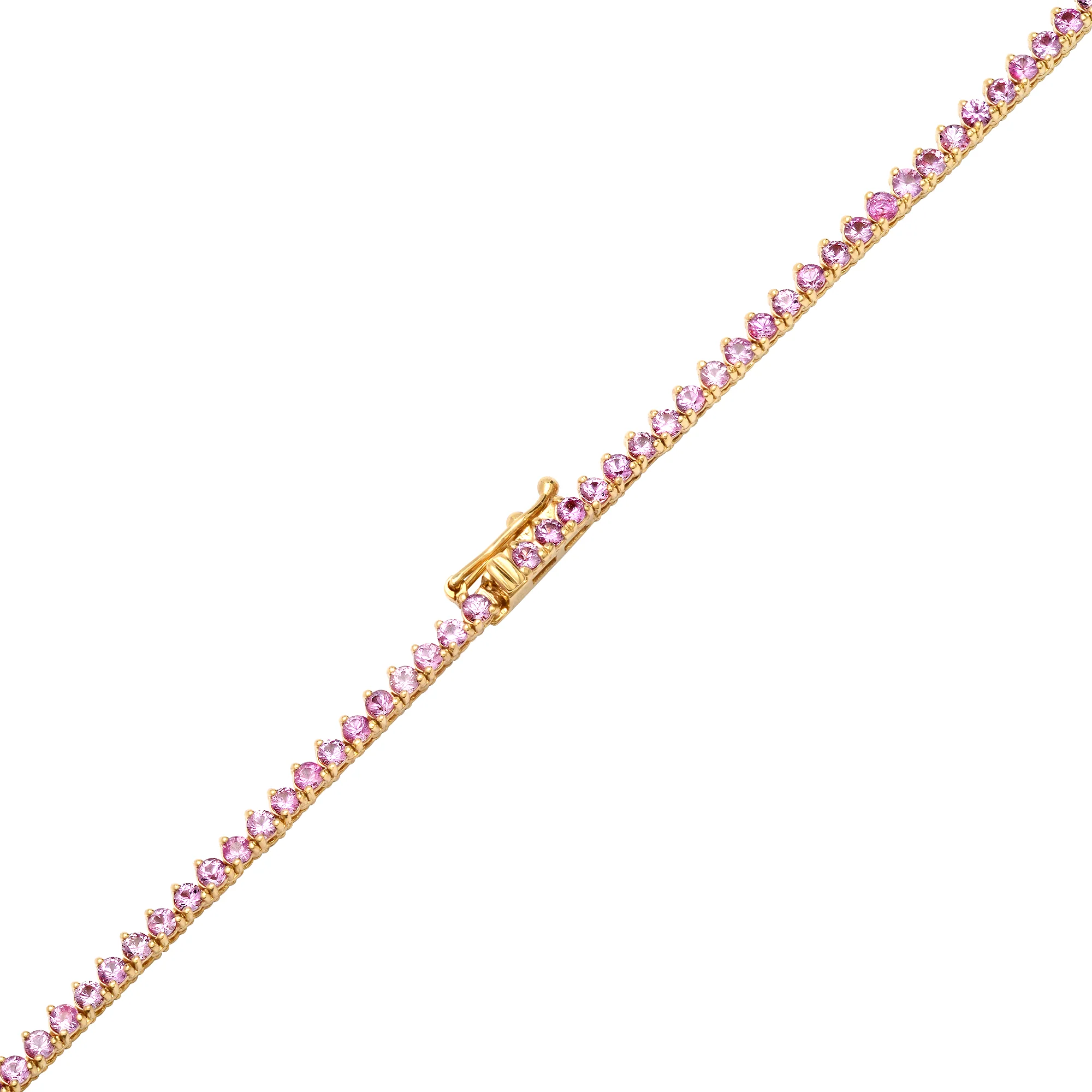 Large Graduated 3-Prong Pink Sapphire Tennis Necklace - Image 3