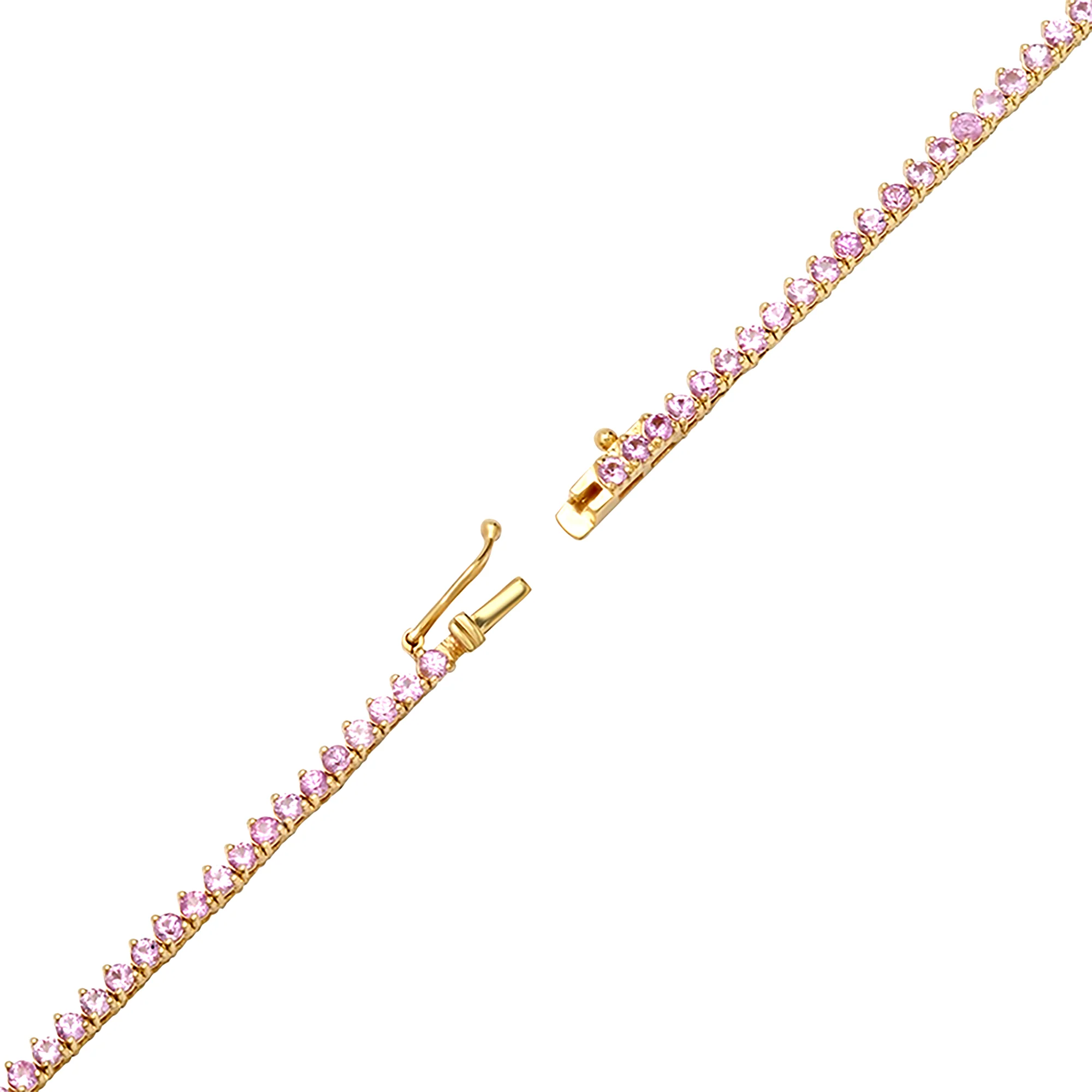Large Graduated 3-Prong Pink Sapphire Tennis Necklace - Image 4