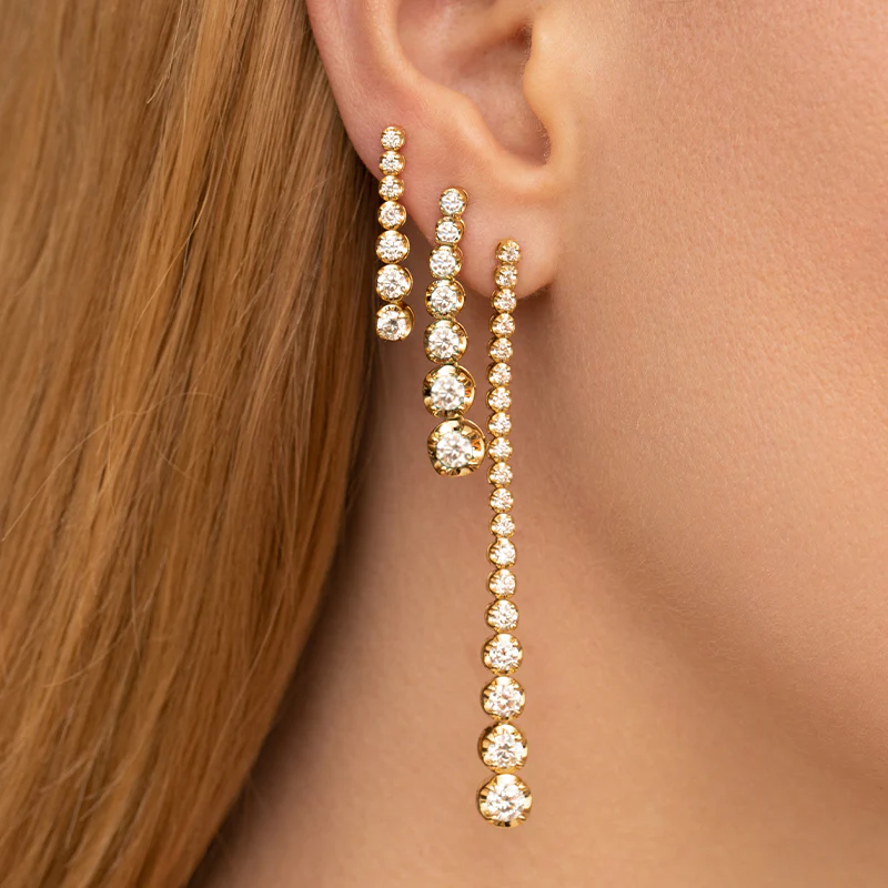Large Graduated Diamond Tennis Studs - Image 4