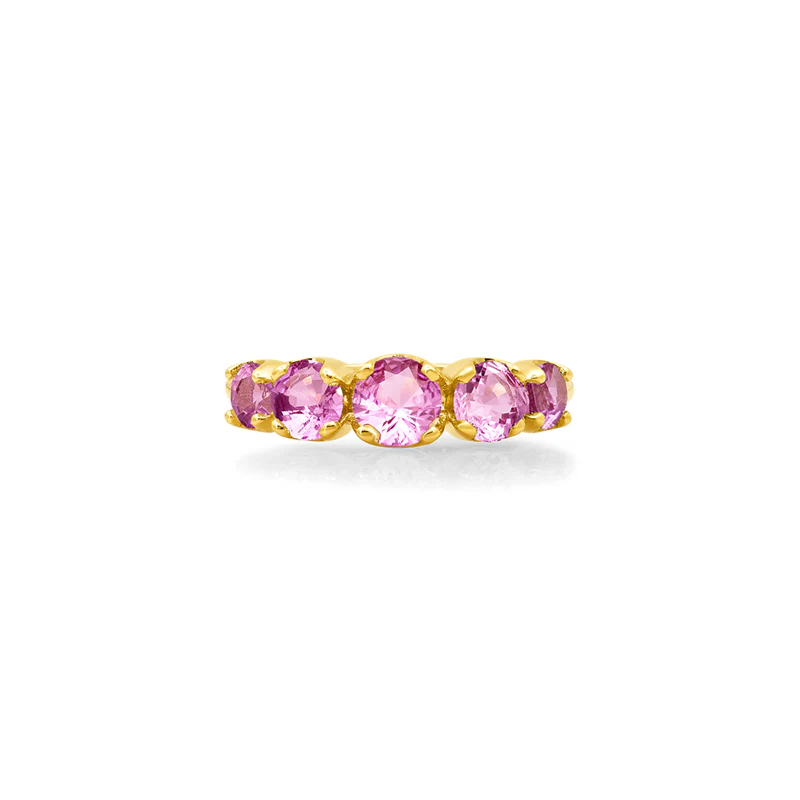 Large Graduated Pink Sapphire Ring - Image 2