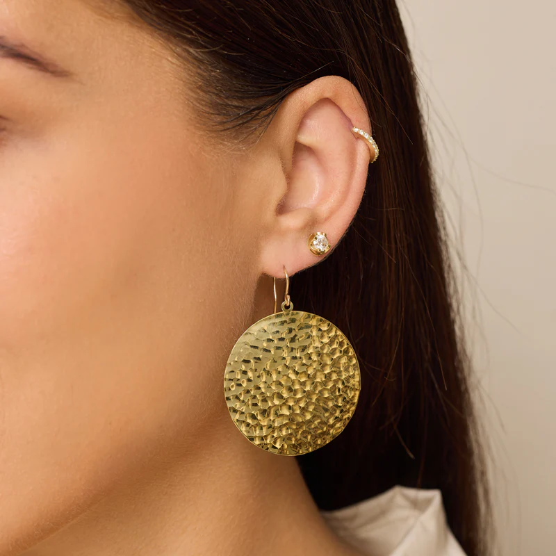 Large Hammered Disc Earrings - Image 4