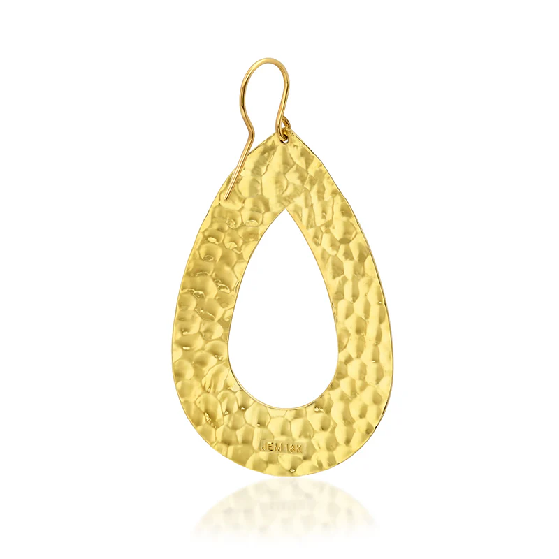 Large Hammered Open Teardrop Earrings - Image 3