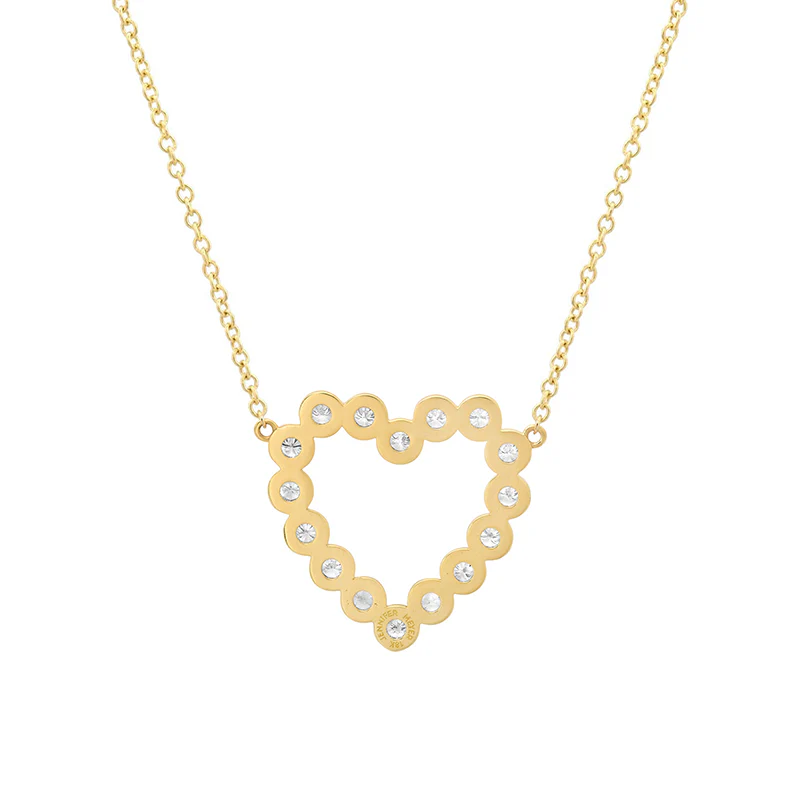 Large Illusion Set Diamond Open Heart Necklace - Image 2