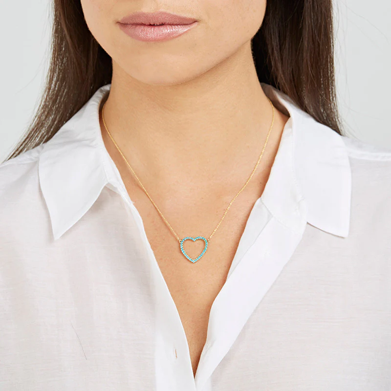 Large Turquoise Open Heart Necklace - Image 4