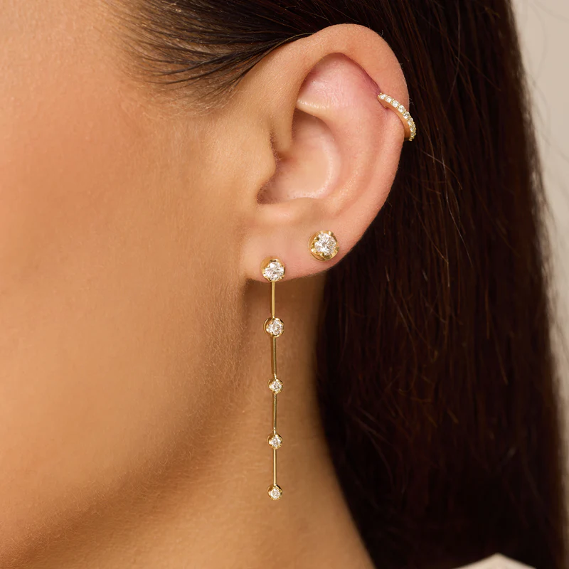 Linear Illusion Set Diamond Earrings - Image 4