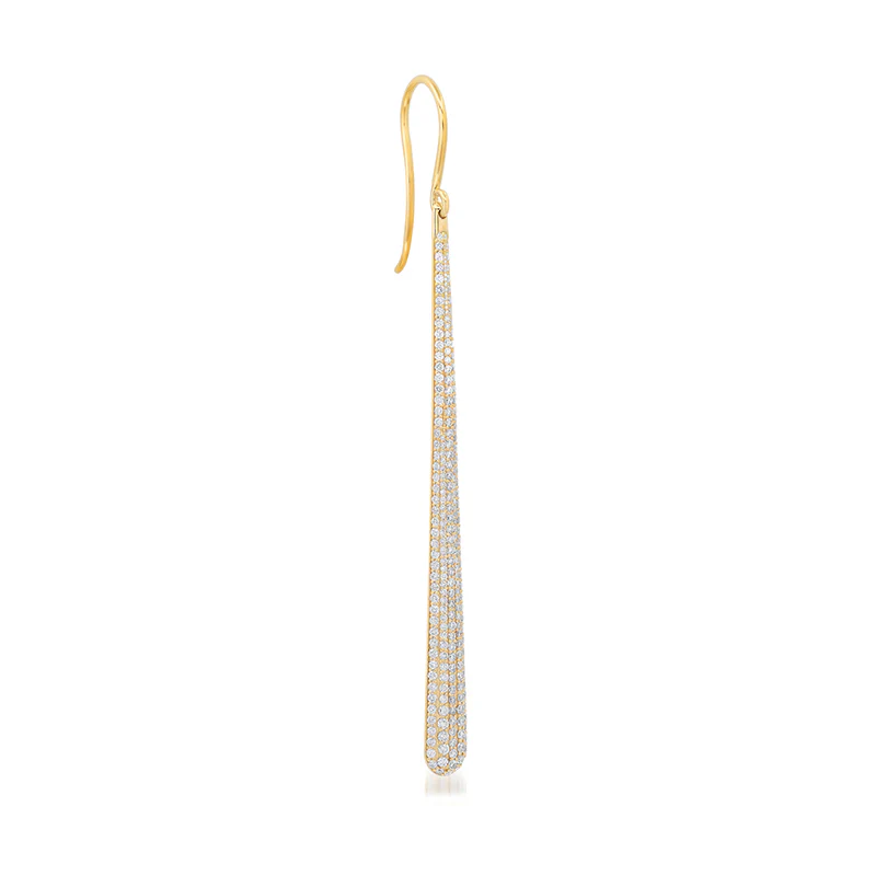 Long Diamond Dome Earrings - Image 2