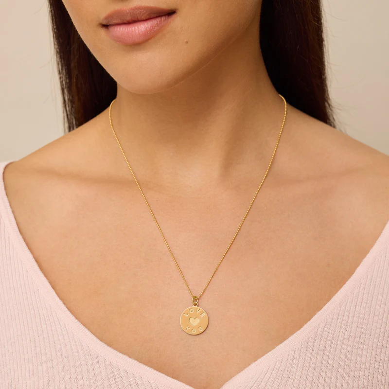 Love You & Heart Sentiment Pendant Necklace - Image 3