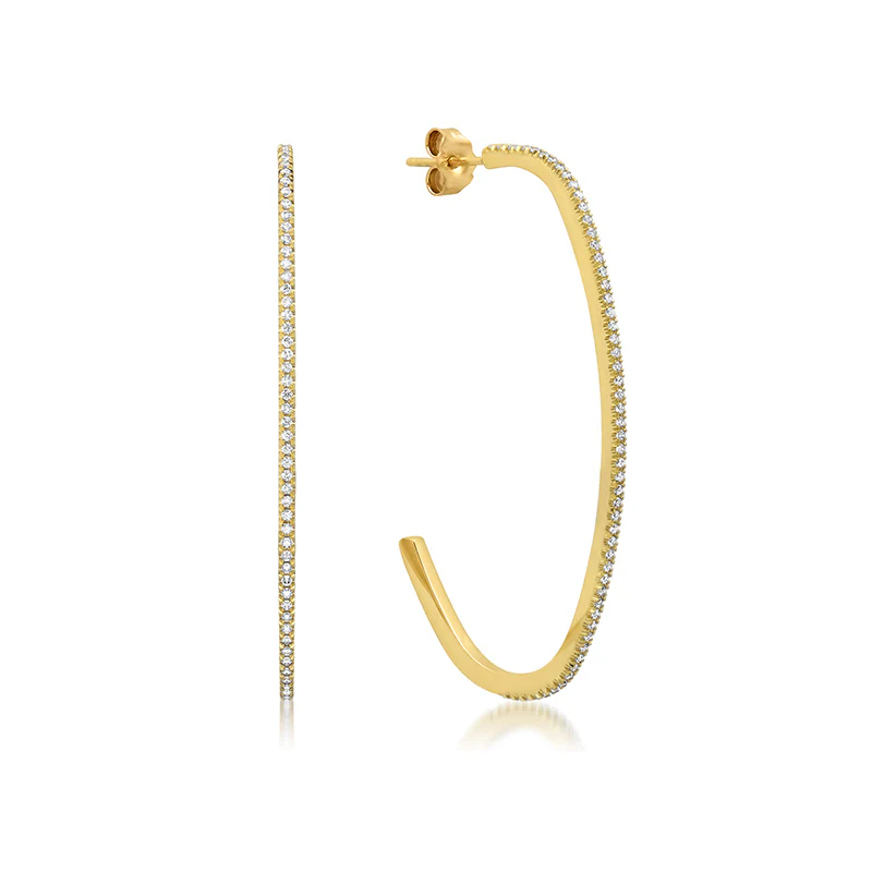 Medium Diamond Elongated Edith Hoops - Image 2