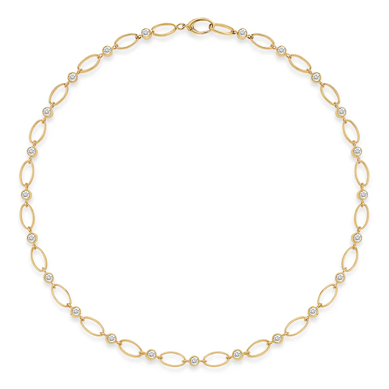 Medium Edith Link Necklace with Diamond Bezel Accents - Image 2