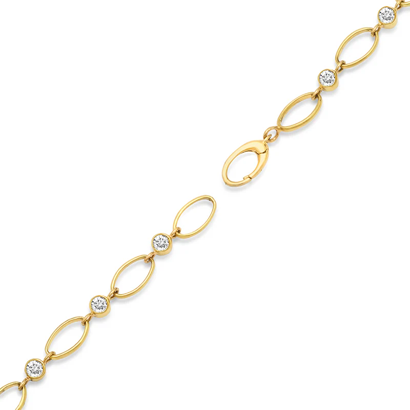 Medium Edith Link Necklace with Diamond Bezel Accents - Image 3