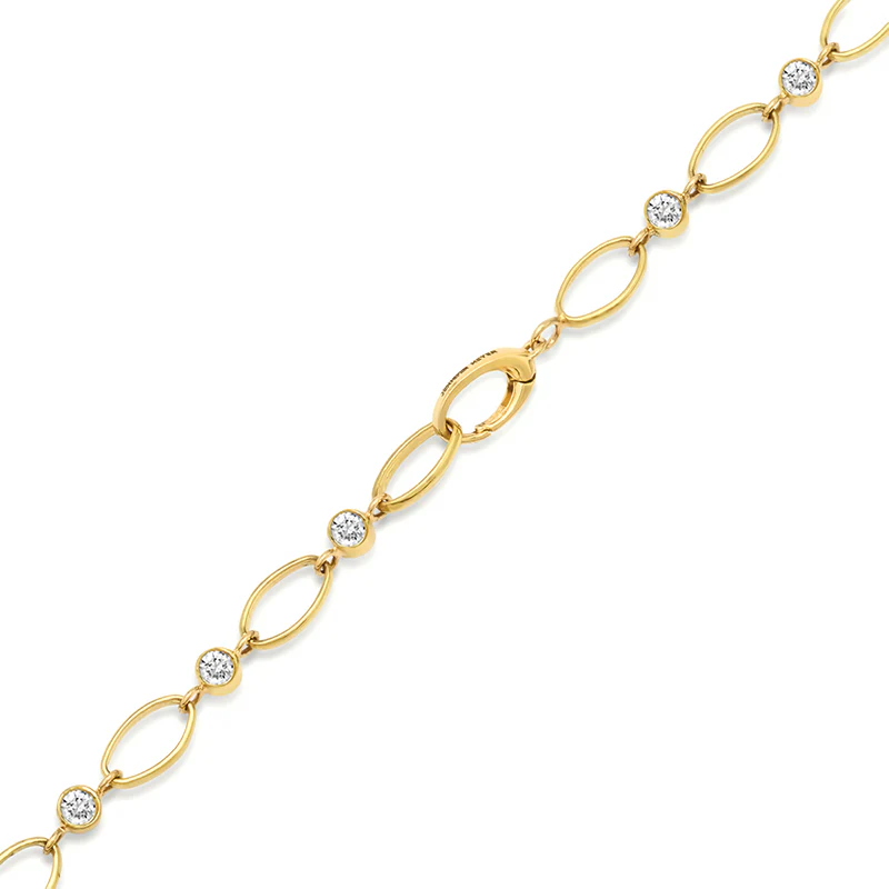 Medium Edith Link Necklace with Diamond Bezel Accents - Image 4