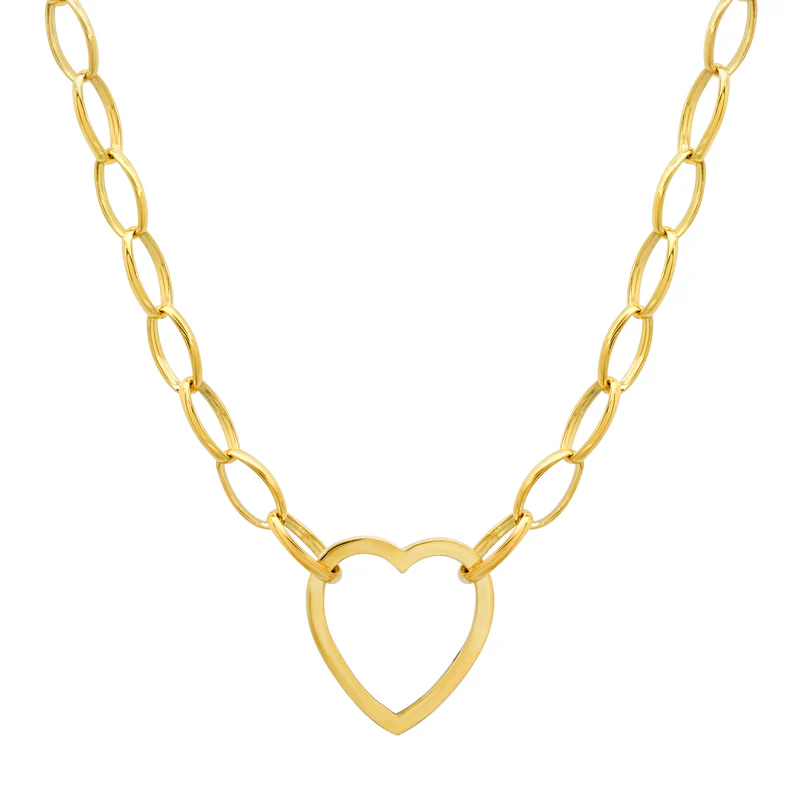 Medium Edith Link Necklace with Large Open Heart Accent