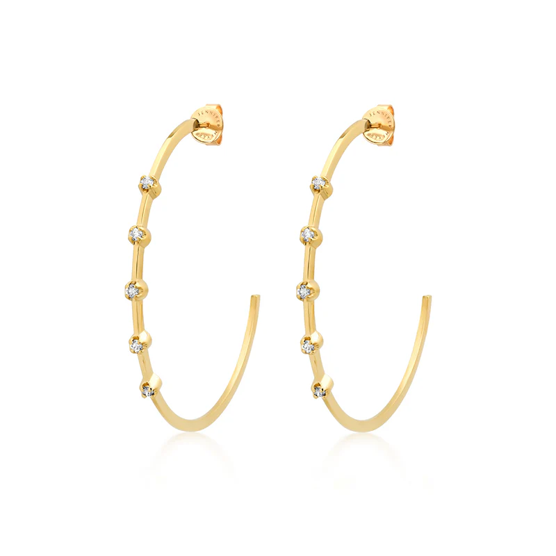 Medium Hoops with 5 Illusion Set Diamonds - Image 2