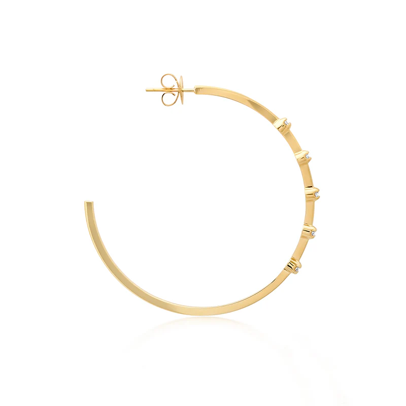 Medium Hoops with 5 Illusion Set Diamonds - Image 3