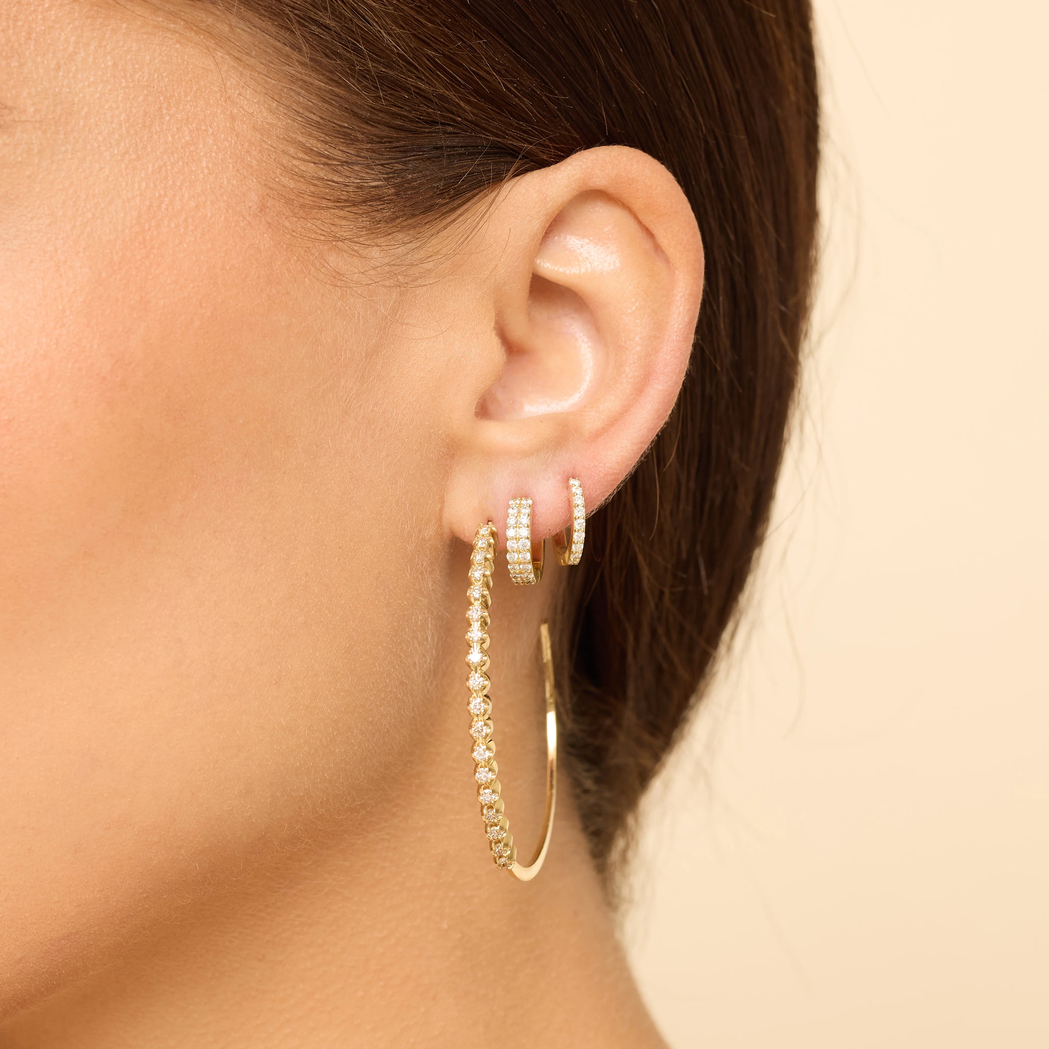 Medium Hoops with Illusion Set Diamonds - Image 5
