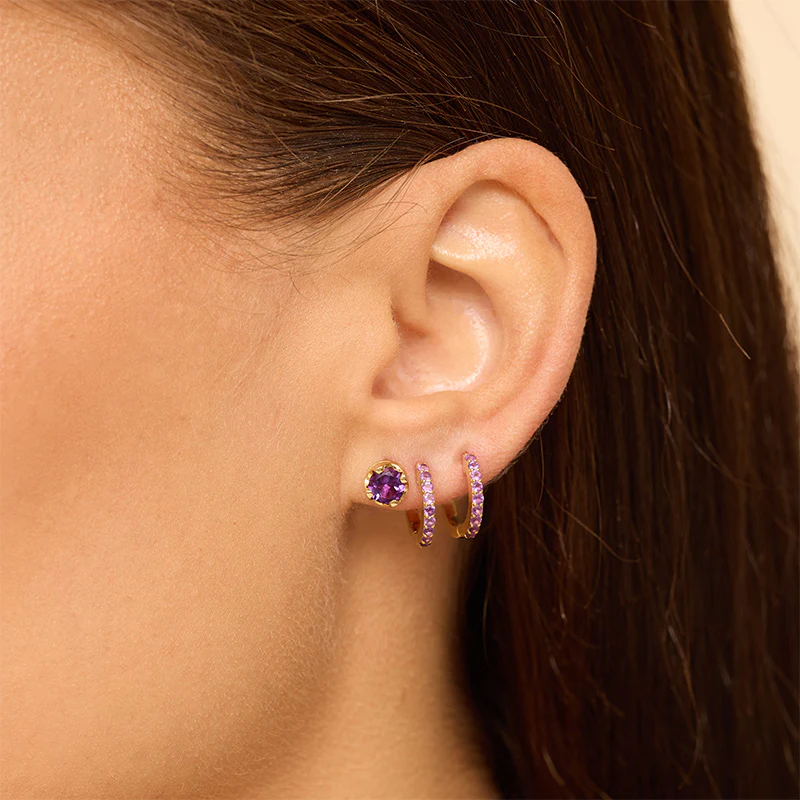 Medium Illusion Set Amethyst Studs - Image 4