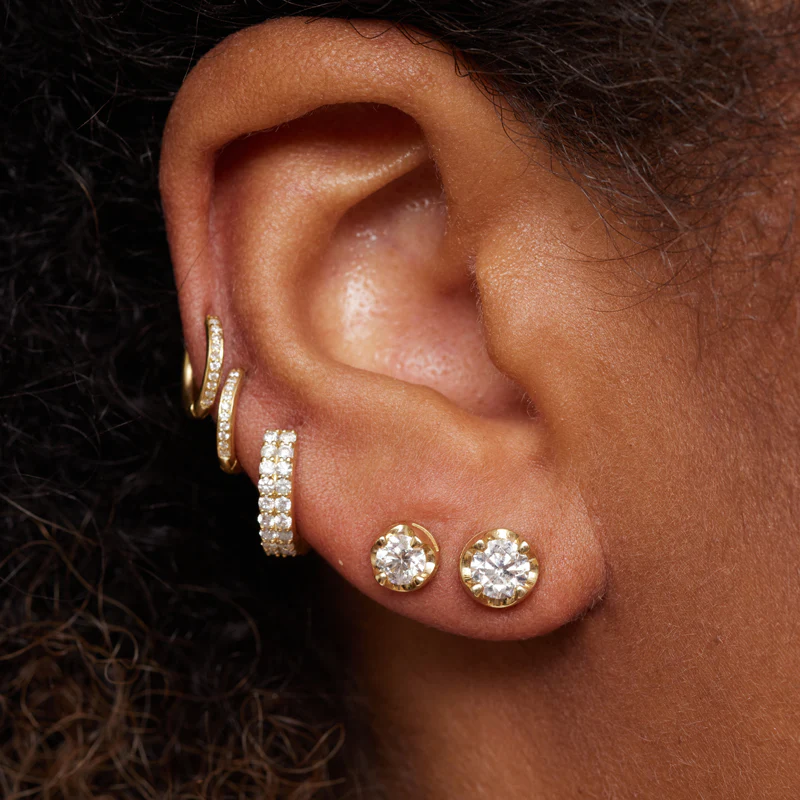 Medium Illusion Set Diamond Studs - Image 5