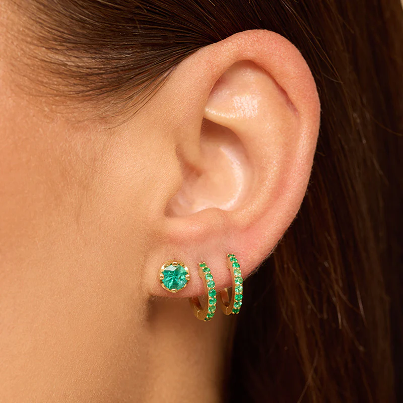 Medium Illusion Set Emerald Studs - Image 4