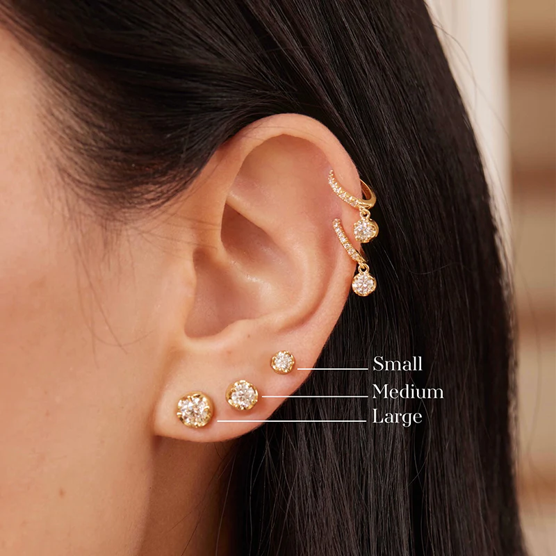 Single Medium Illusion Set Diamond Stud - Image 5