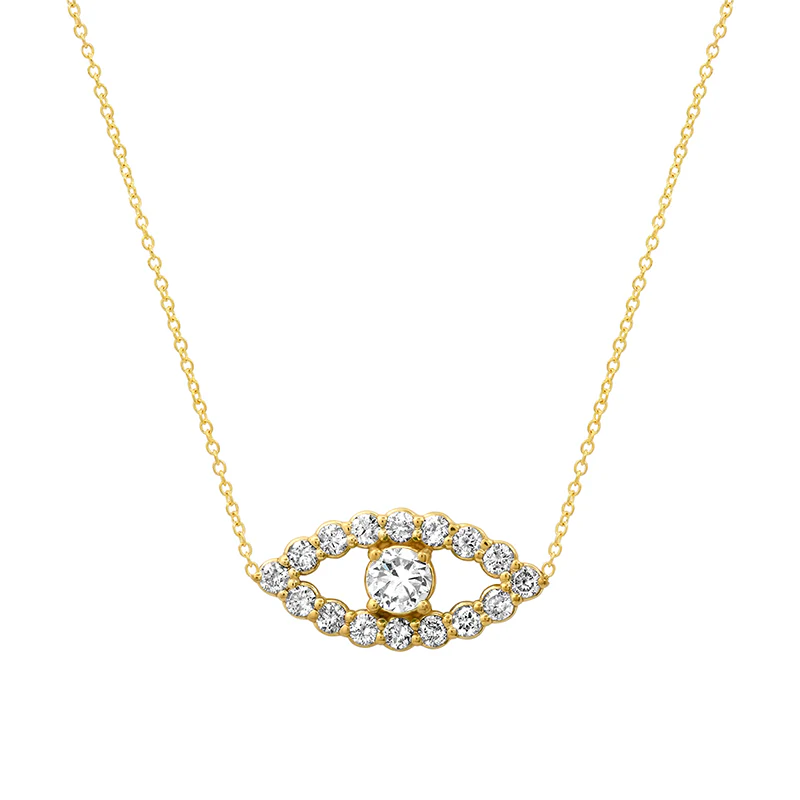Medium Diamond Open Evil Eye Necklace