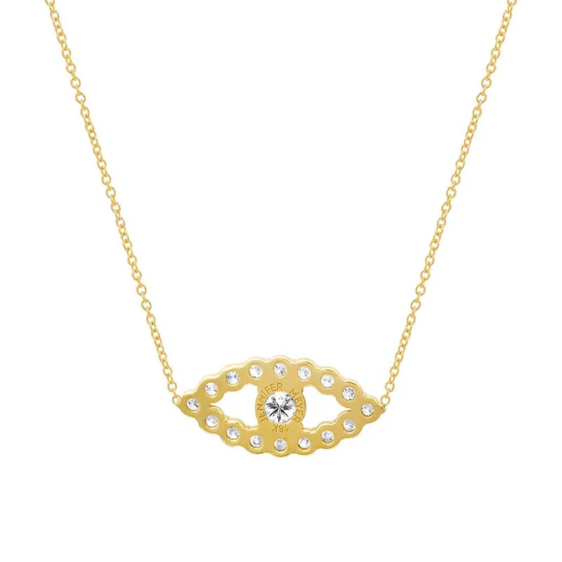 Medium Diamond Open Evil Eye Necklace - Image 2
