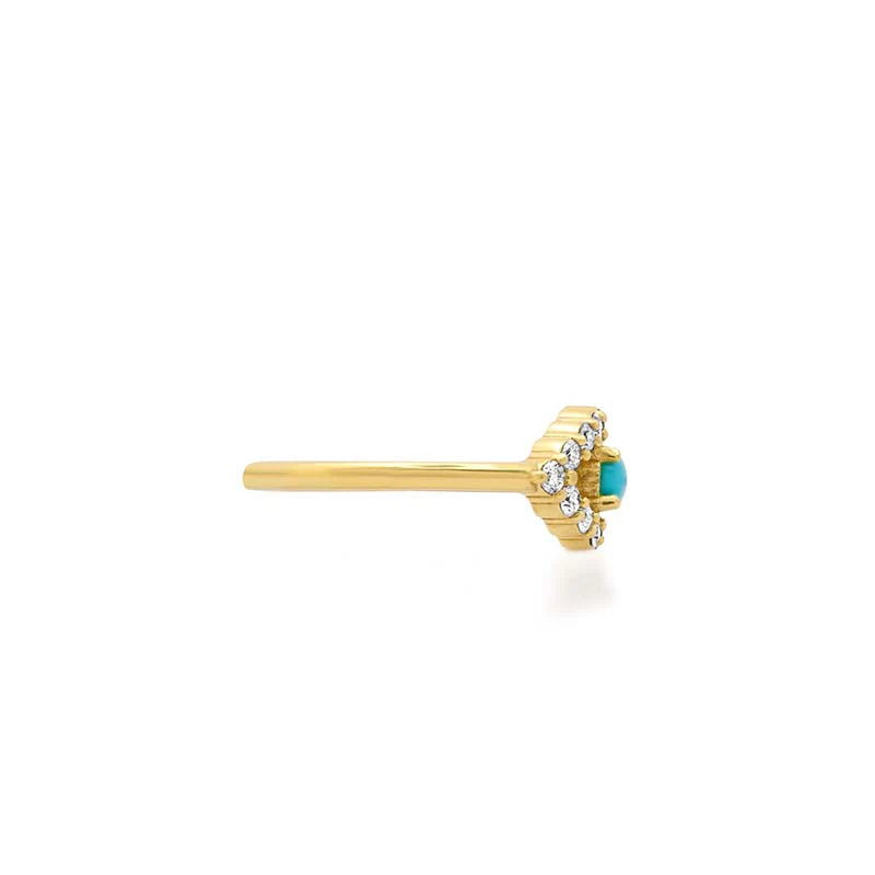 Medium Diamond Open Evil Eye Ring with Turquoise Center - Image 3
