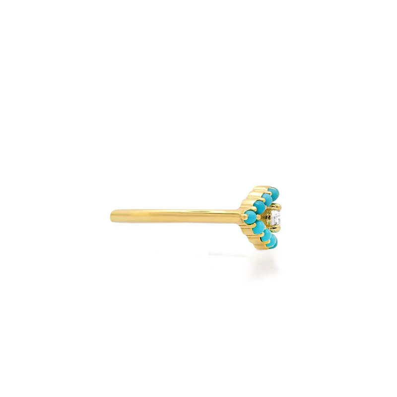 Medium Turquoise Open Evil Eye Ring with Diamond Center - Image 3