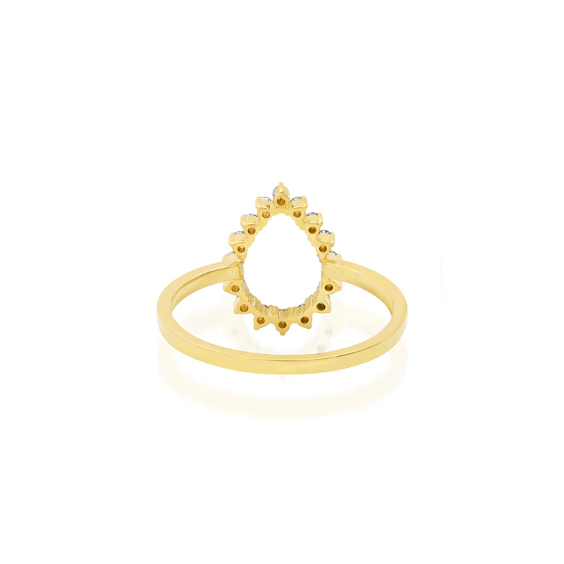 Mini 3-Prong Diamond Open Teardrop Ring - Image 4