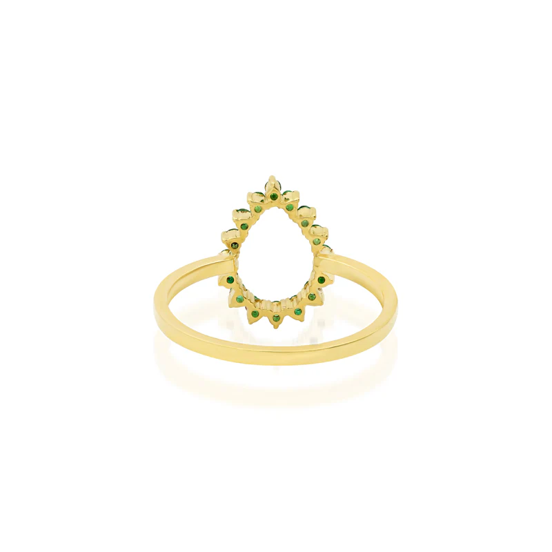 Mini 3-Prong Emerald Open Teardrop Ring - Image 4