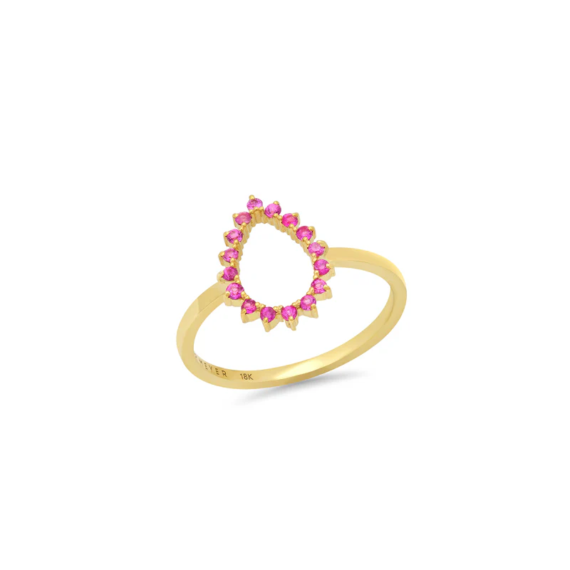 Mini 3-Prong Pink Sapphire Open Teardrop Ring