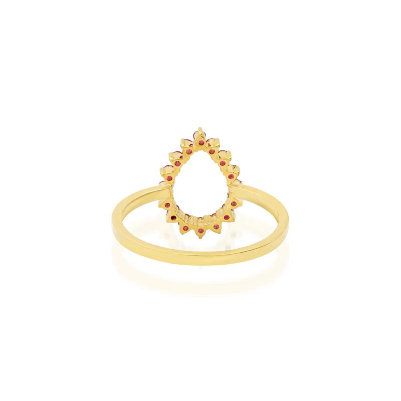 Mini 3-Prong Pink Sapphire Open Teardrop Ring - Image 4
