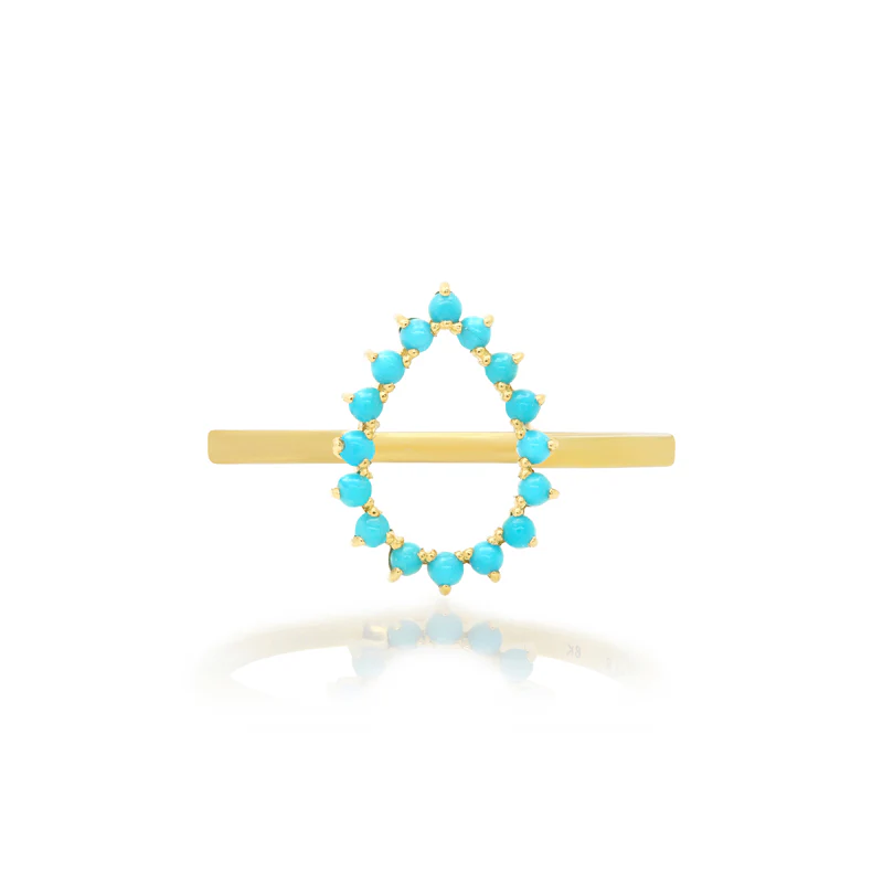 Mini 3-Prong Turquoise Open Teardrop Ring - Image 2