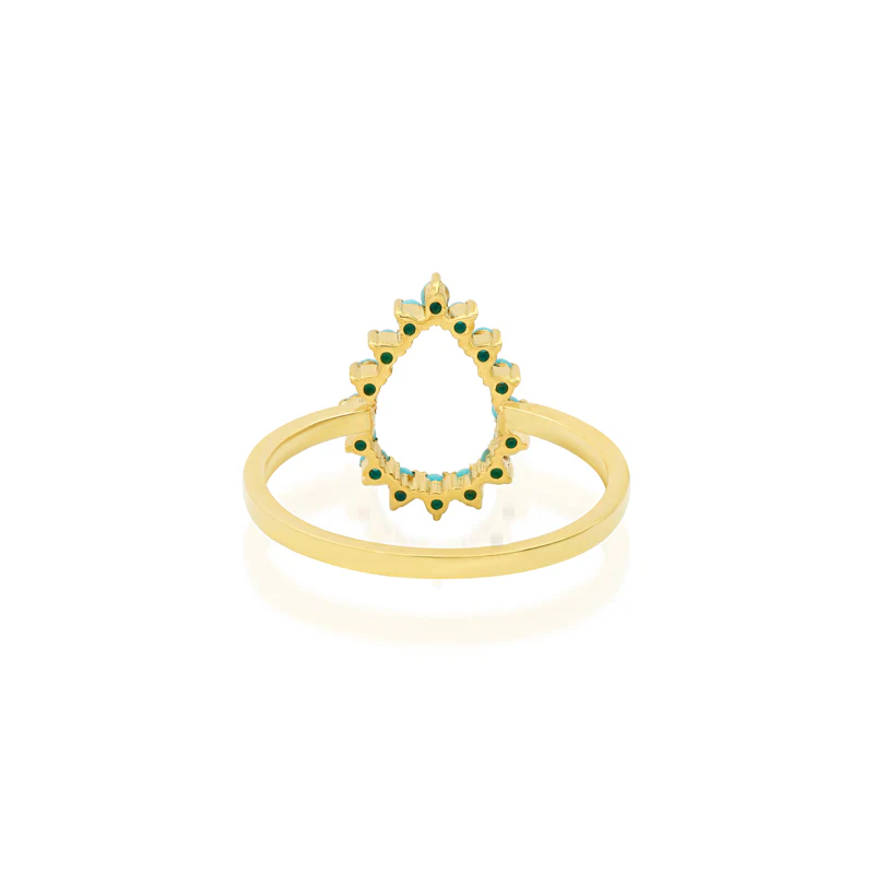 Mini 3-Prong Turquoise Open Teardrop Ring - Image 4