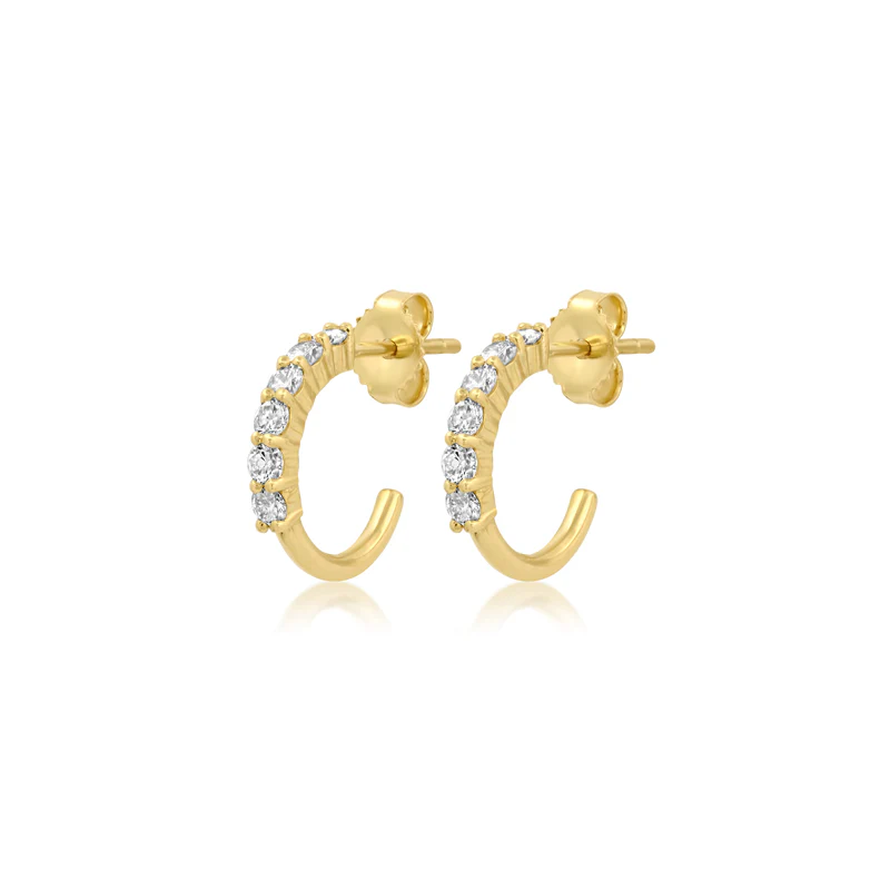 4-Prong Diamond Mini Hoops
