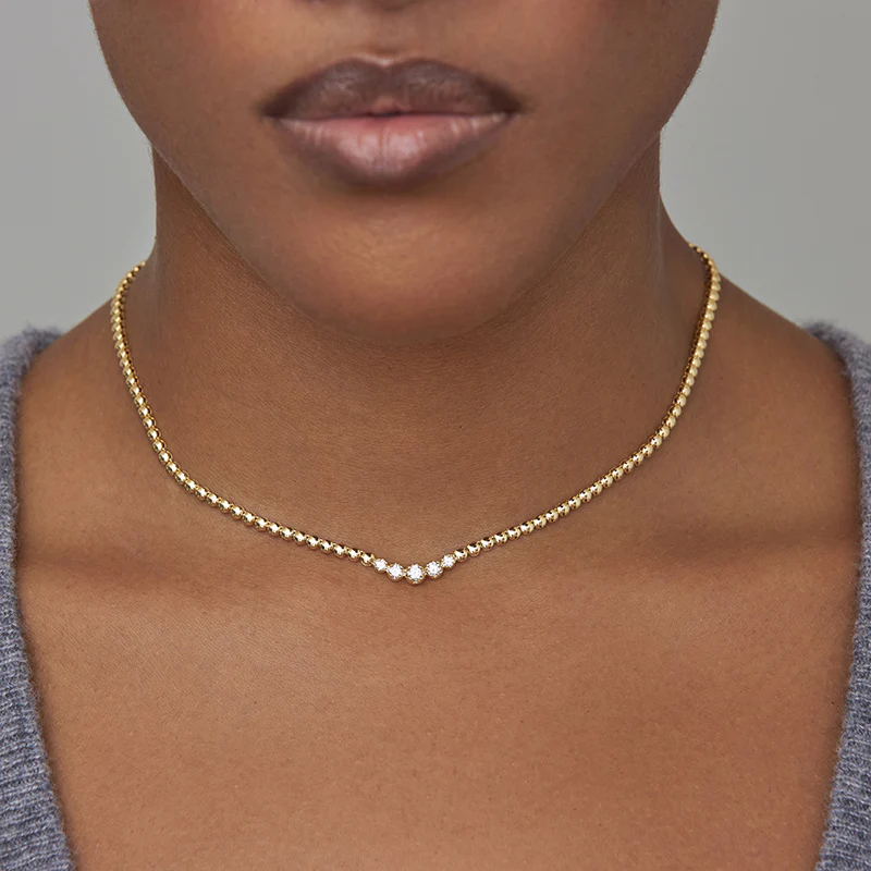 Bezel Tennis Necklace with Graduated Diamond Center - Image 4