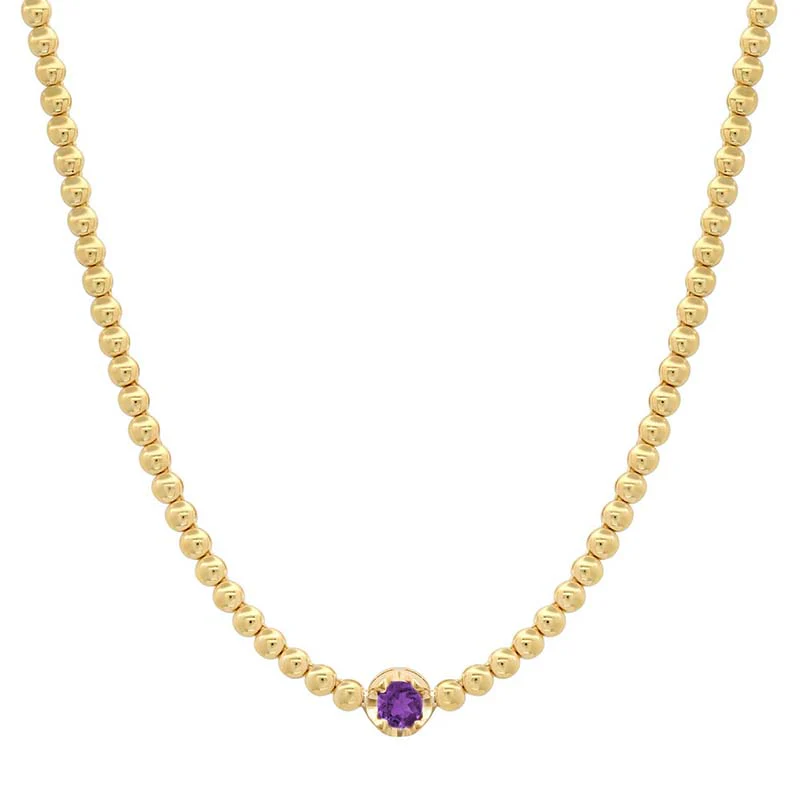 Bezel Tennis Necklace with Illusion Set Amethyst Accent
