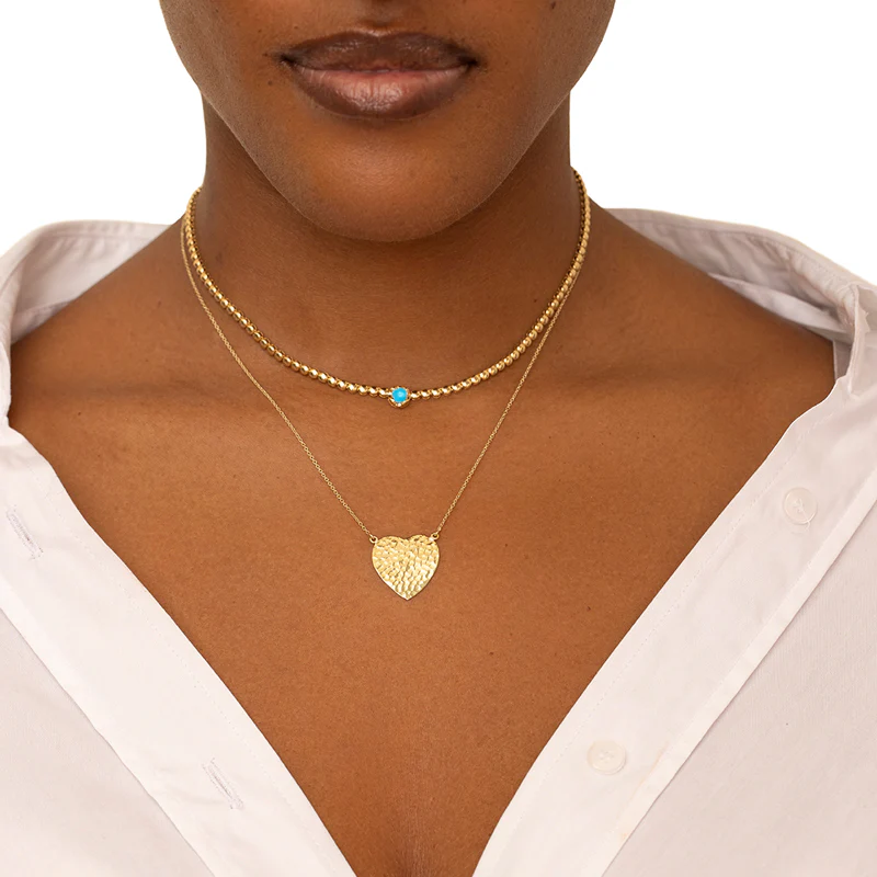 Bezel Tennis Necklace With Illusion Set Turquoise Center - Image 5