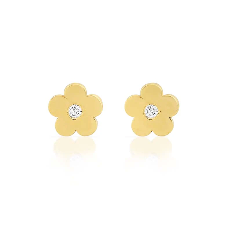 Mini Daisy Studs with Diamond Center