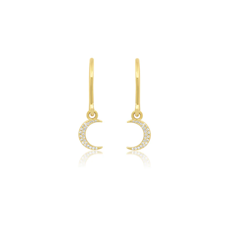 Mini Diamond Carson Moon Drop Earrings