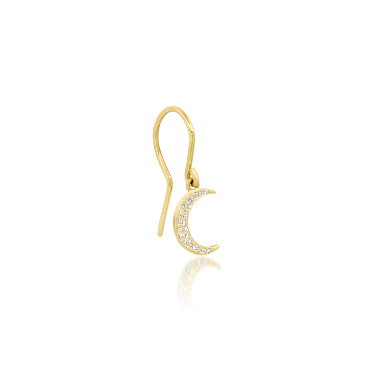 Mini Diamond Carson Moon Drop Earrings - Image 2